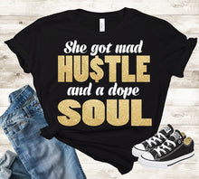 Load image into Gallery viewer, She got mad HU$TLE and a DOPE soul tee

